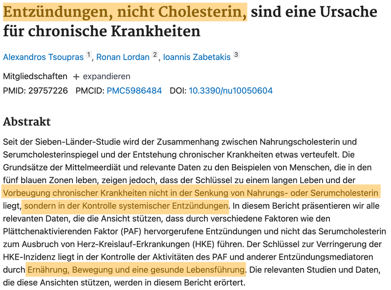 Cholesterin artikel entzuendungen