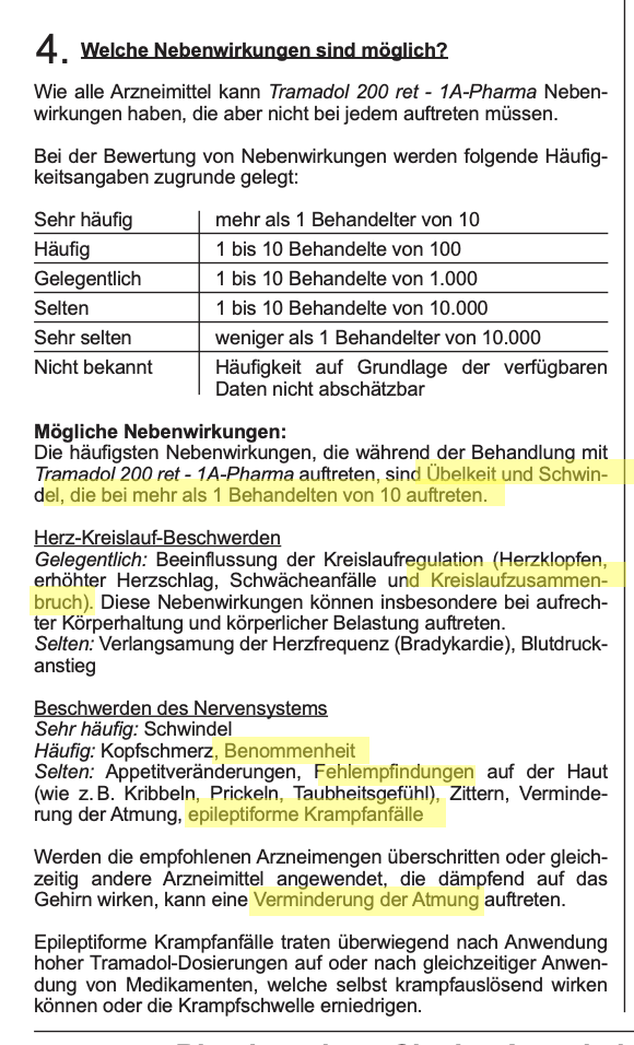 Neuro nebenwirkungen tramadol