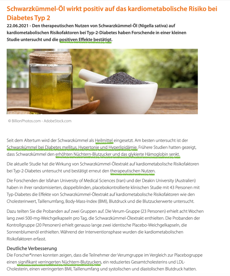 Schwarzkuemmeloel blutzucker artikel 2